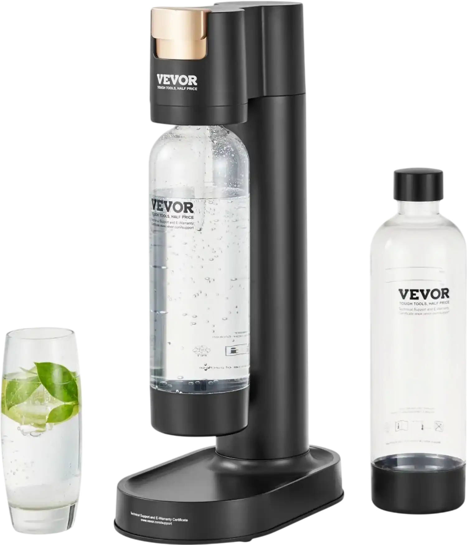 Vevor Soda Maker Sparkling Water Starter Kit with 2 1L PET Bottles Black New