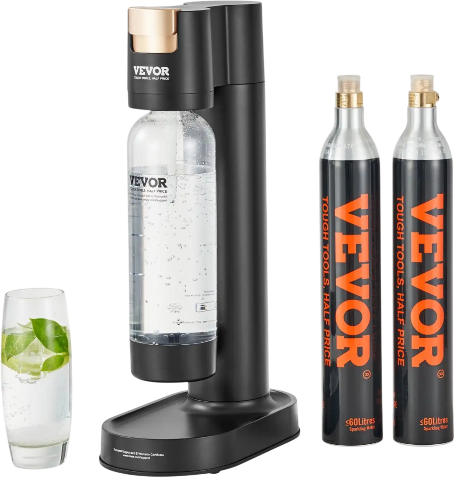 Vevor Sparkling Water Maker Home Carbonating Seltzer Water Starter Kit with BPA-Free 1L PET Bottle and 2 Empty CO2 Cylinders New