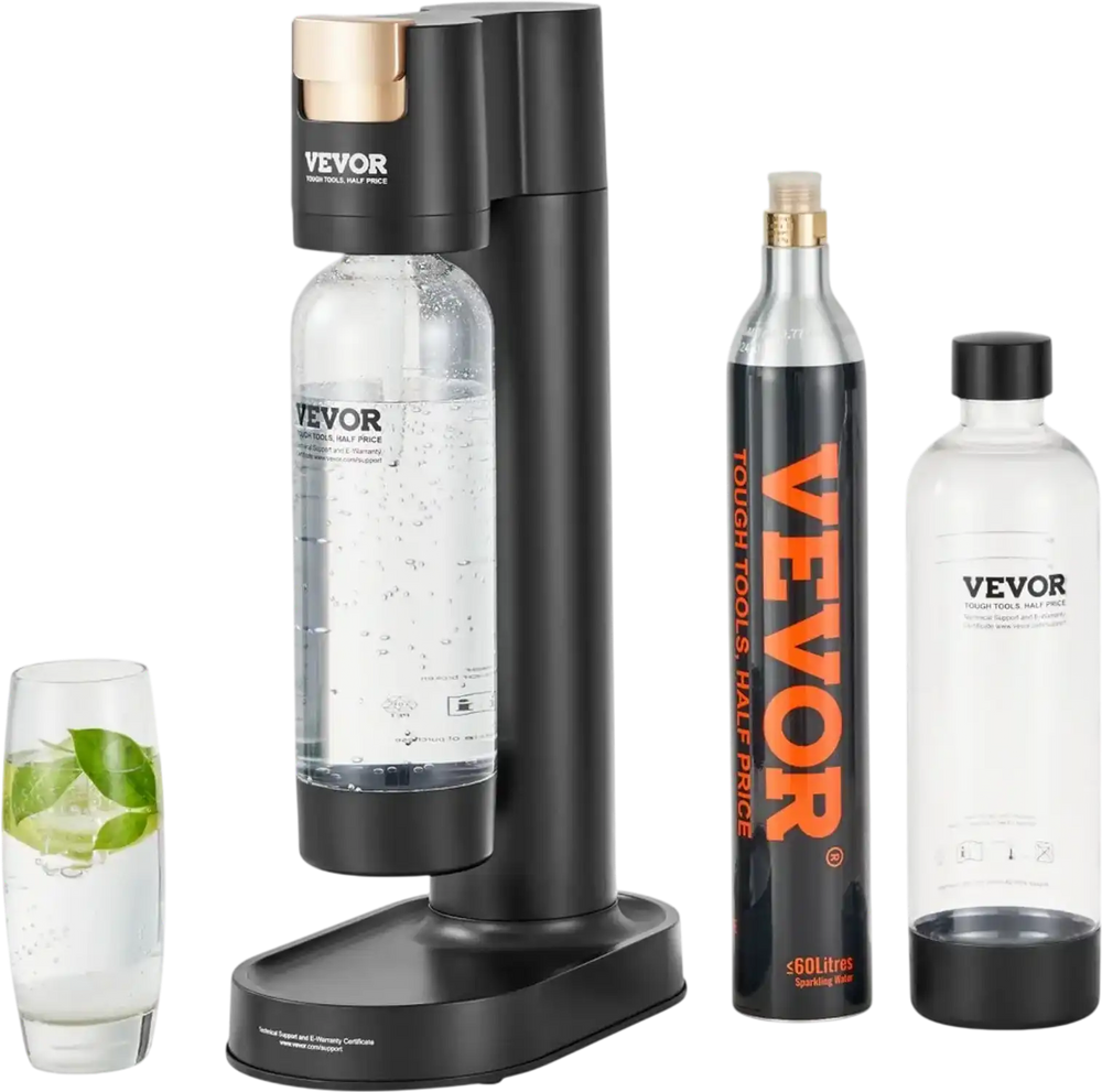 VEVOR Sparkling Water Maker, Soda Maker Machine for Home Carbonating, Seltzer Water Starter Kit with 2 BPA-free 1L PET Bottles, CO2 Cylinder, Compatible with Mainstream Screw-in 60L CO2 Cylinder