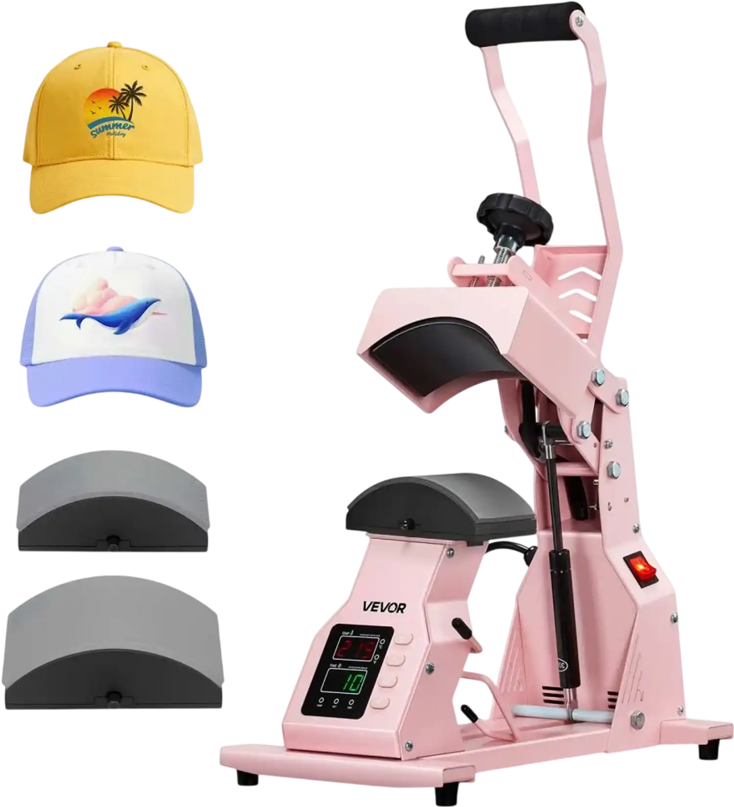 Vevor Hat Heat Press Machine Cap Heat Press for HTV & Sublimation Pink New