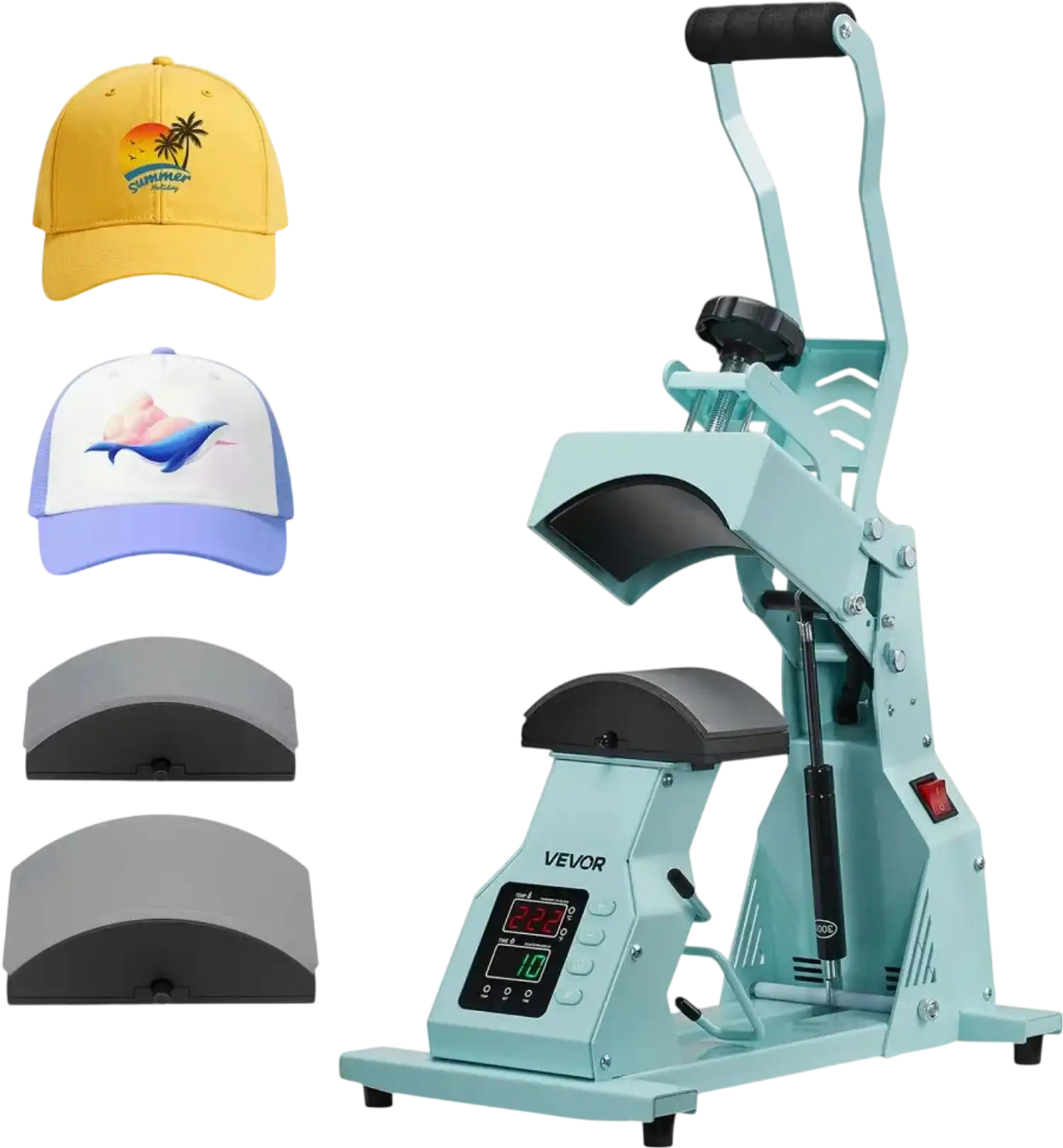 Vevor Hat Press Machine for Caps HTV Iron-On and Sublimation Green New