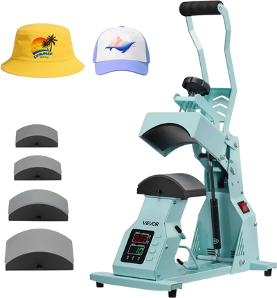 Vevor Hat Press Machine for Caps with 4 Platens Green New