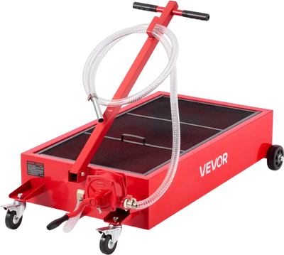 Vevor Oil Drain Pan Low-Profile 20 Gallon Rolling Cart with Manual Pump Red New