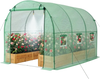VEVOR Walk-in Tunnel Greenhouse, 10 x 7 x 7 ft Hoop House Greenhouse Tunnel, Plant Hot House with 4 Nozzles, 26.25 ft Hose, Steel Frame, PE Cover, Roll-up Zipper Door and 6 Windows for Outdoors, Green
