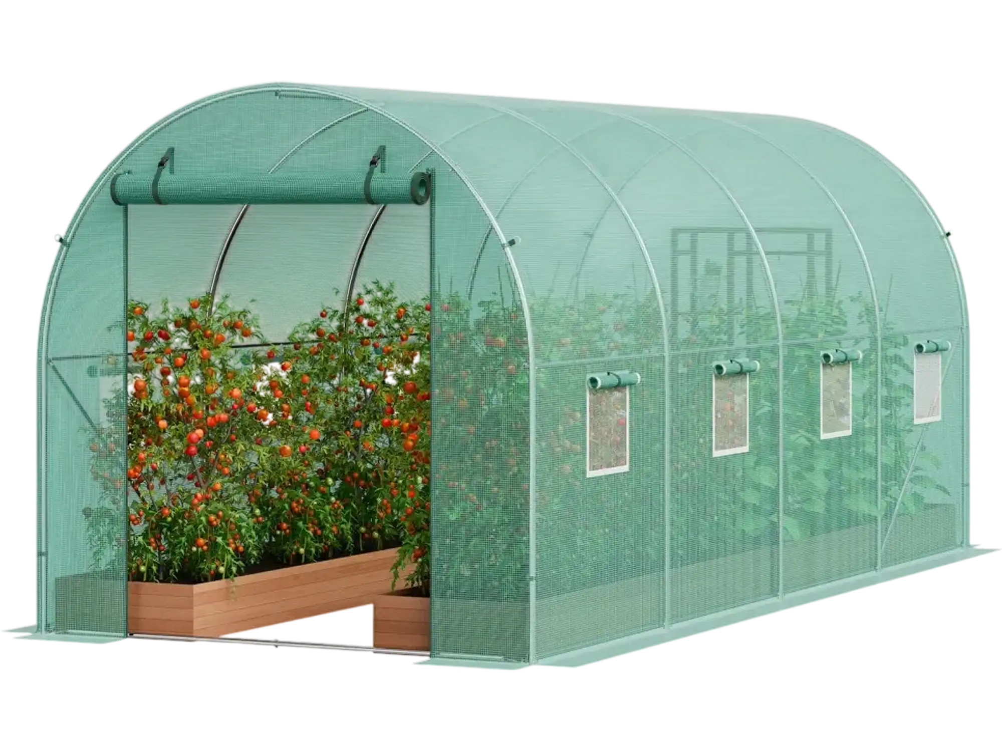 Vevor Greenhouse Walk-In Tunnel 14.6x6.36x6.3' Galvanized Frame PE Cover Green New