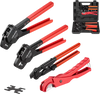 VEVOR Angle Head PEX Crimping Tool Kit for 1/2" & 3/4" Copper Crimp Rings, Copper Ring Cinch Removal Tool with PEX Tubing Cutter, Copper Ring Cutter, Go/No-Go Gauge & Toolbox, Meet ASTM F1807 Standard