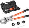 VEVOR Copper Tube Fittings Press Crimping Tool for 1/2" 3/4" 1" Pipes, 360° Rotatable Crimper Press Tool with 3 VUS Jaws, Locking Pin, Extendable Handle and Toolbox for Elbow & Tee Fittings