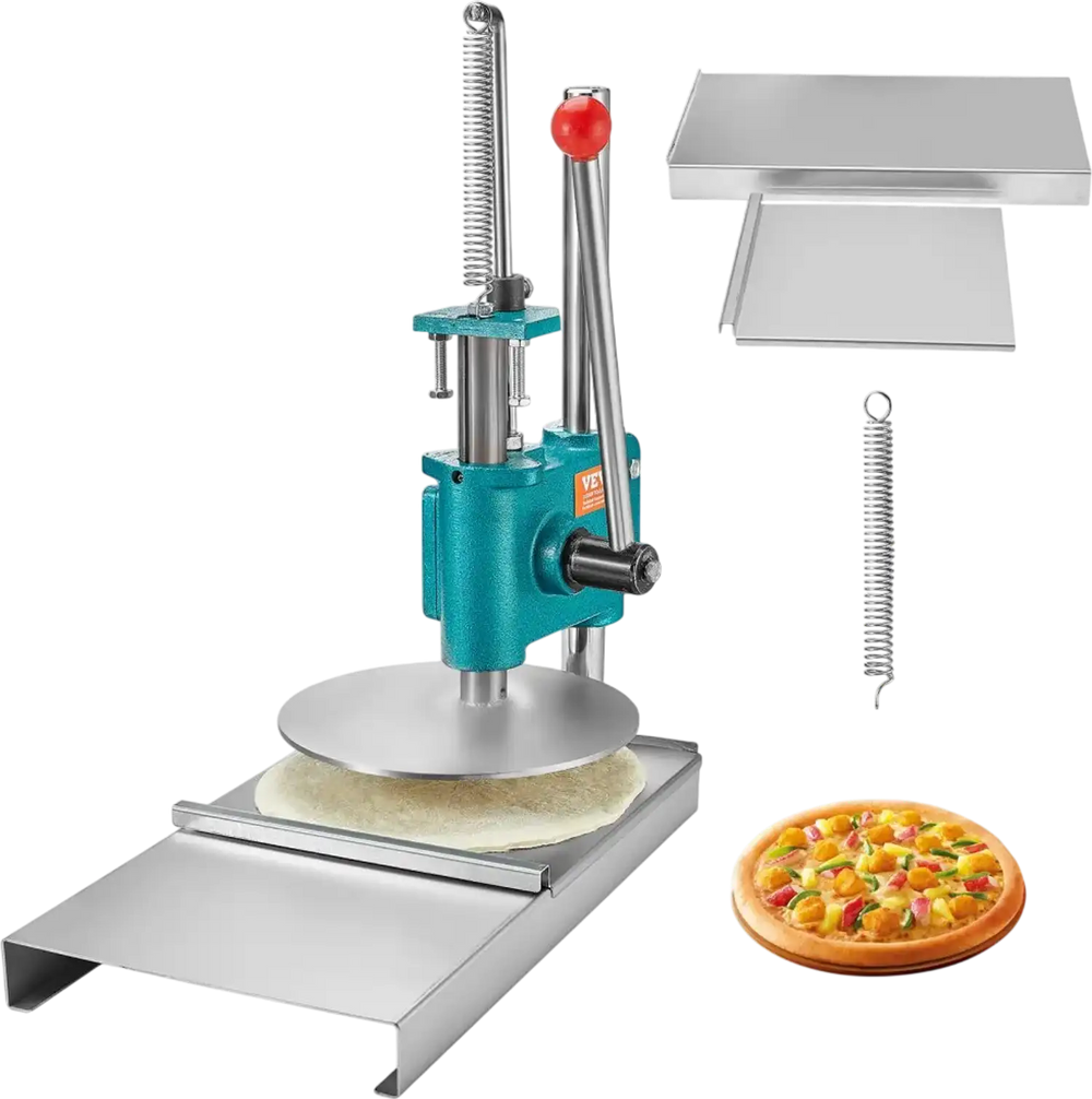 VEVOR Manual Pizza Dough Press Machine, 9.5inch/24cm Household Pizza Pastry, Stainless Steel Pizza Presser, Commercial Chapati Sheet Pizza Crust Press Plate, Height Adjustable Pizza Forming Machine