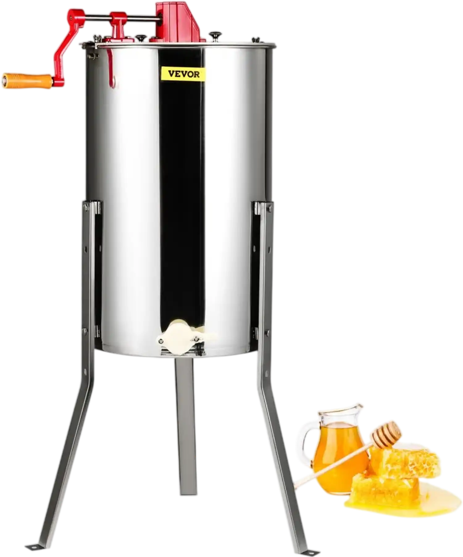 Vevor Honey Extractor 3-Frame Manual Stainless Steel Spinner with Lid and Adjustable Stand New