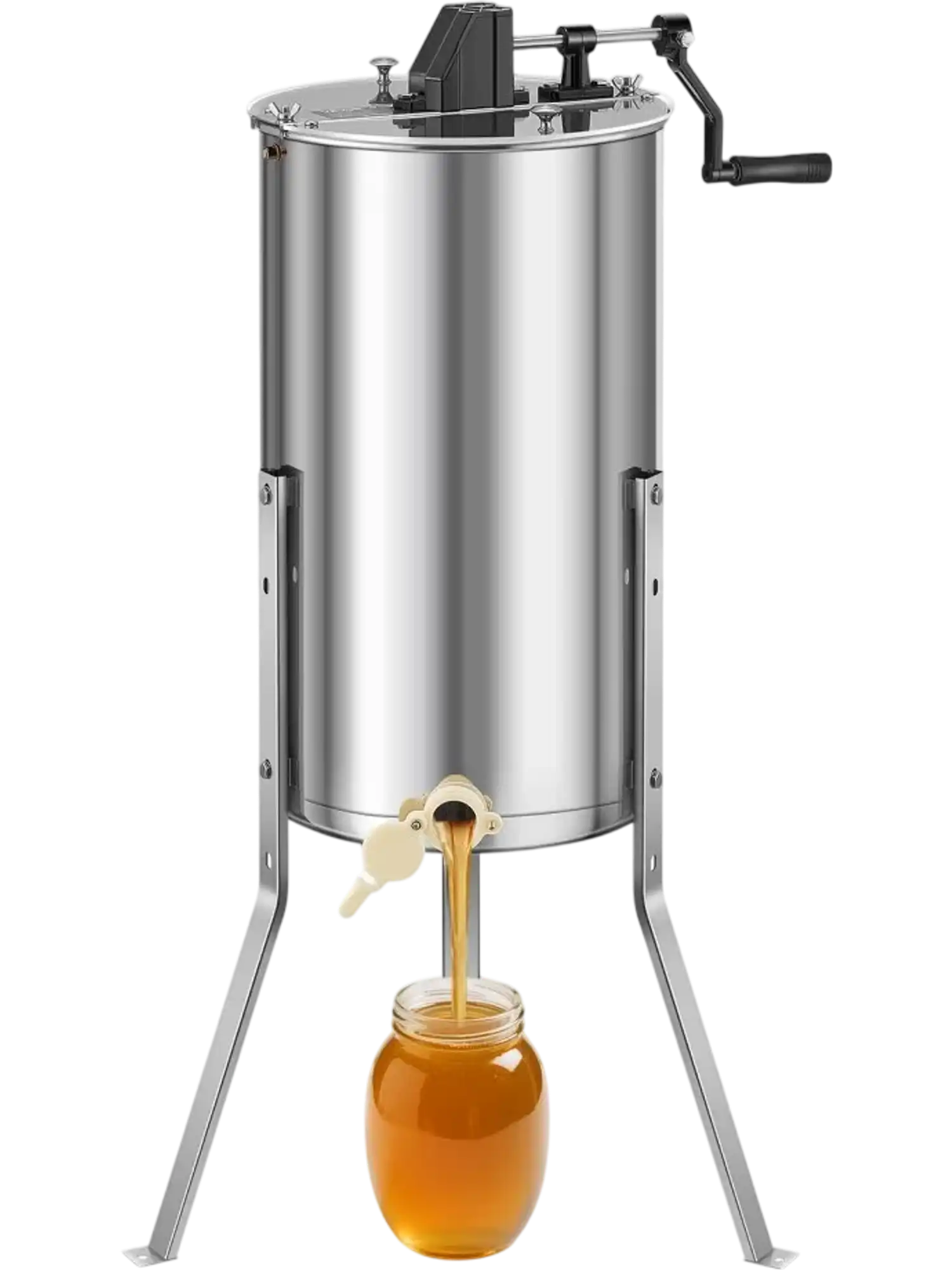Vevor Honey Extractor 2-Frame Manual Beekeeping Spinner with Transparent Lid and Adjustable Stand New