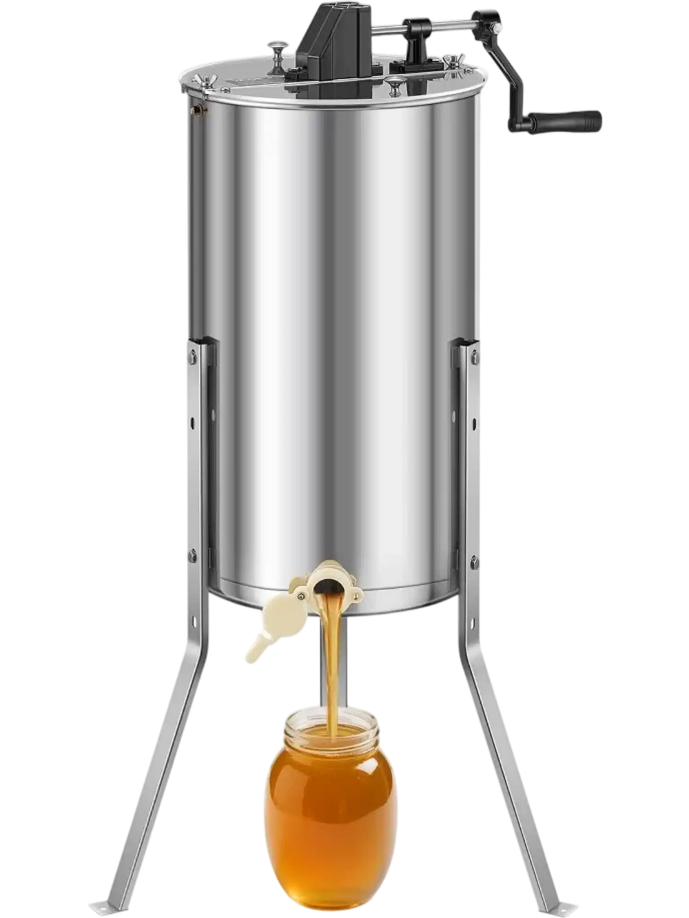 VEVOR Honey Extractor, 2 Frame Manual Honey Spinner with Transparent Lid, Stainless Steel Honeycomb Drum Spinner with Height Adjustable Stand, Honeycomb Extraction Centrifuge Equipment for Beekeeping