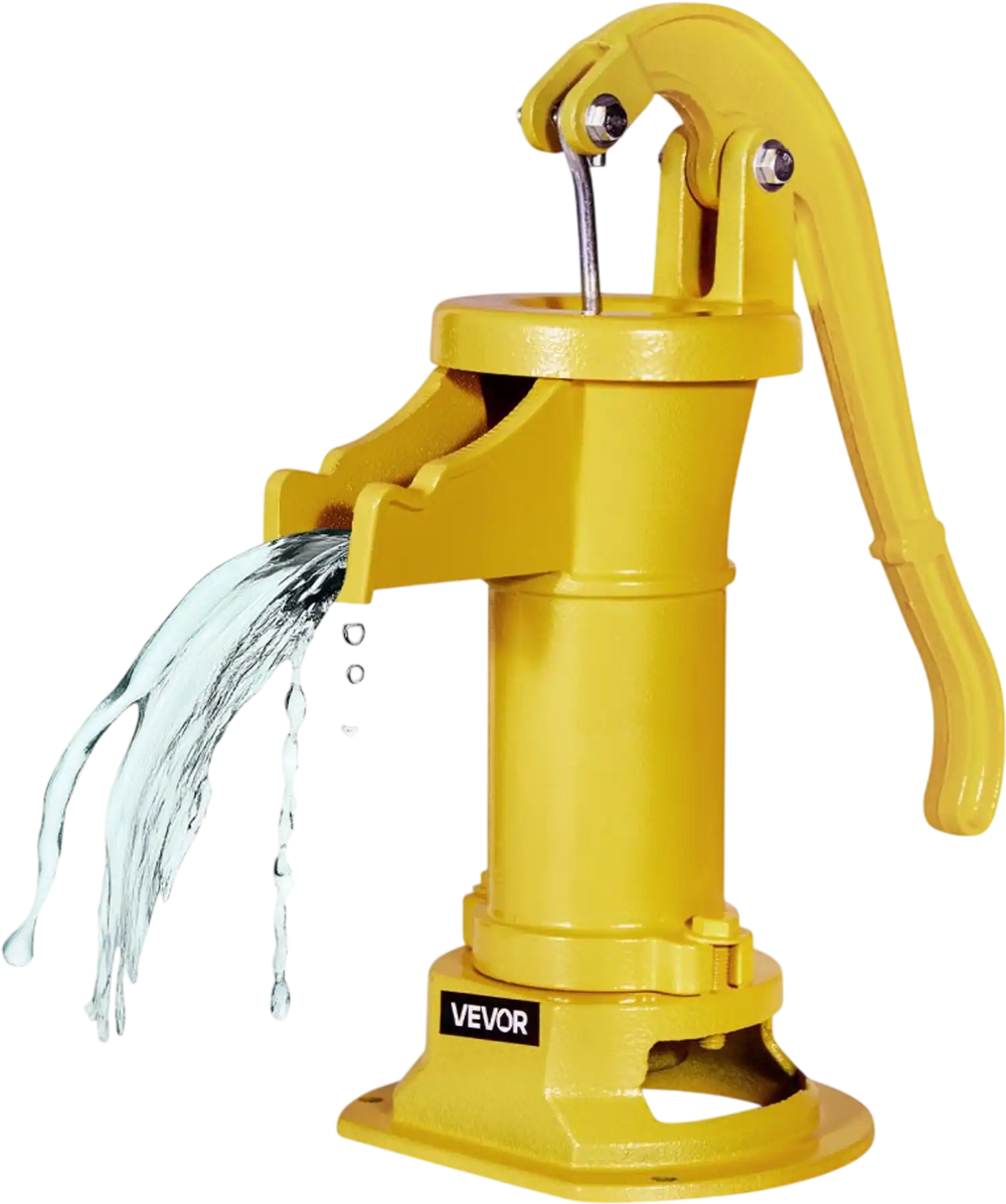 VEVOR Well Hand Pitcher Pump, 25 ft Maximum Lift, Antique Cast Iron Manual Hand Water Pump, NPT 1-1/4 in Connection, Easy Installation, Old Fashioned for Outdoor Garden, Pond, Backyard, Farm, Yellow