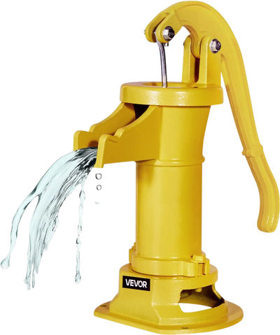 VEVOR Well Hand Pitcher Pump, 25 ft Maximum Lift, Antique Cast Iron Manual Hand Water Pump, NPT 1-1/4 in Connection, Easy Installation, Old Fashioned for Outdoor Garden, Pond, Backyard, Farm, Yellow