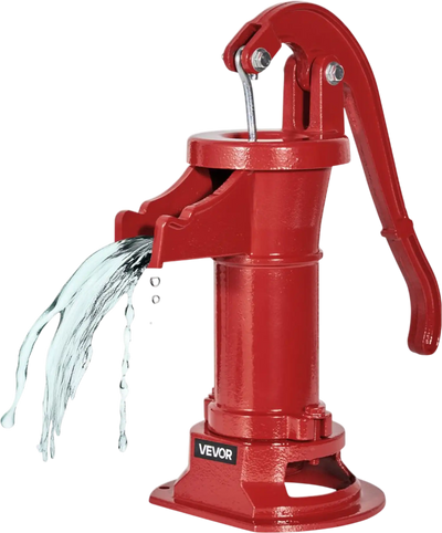 VEVOR Well Hand Pitcher Pump, 25 ft Maximum Lift, Antique Cast Iron Manual Hand Water Pump, NPT 1-1/4 in Connection, Easy Installation, Old Fashioned for Outdoor Garden, Pond, Backyard, Farm, Red
