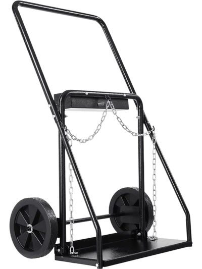 VEVOR Dual Welding Cylinder Cart, Oxygen Acetylene Tank Cart with 440LBS Static Weight Capacity, 10-Inch Solid Wheels and Tank Storage Safety Chains, Suitable for Double 12.5-Inch Dia. Gas Cylinders