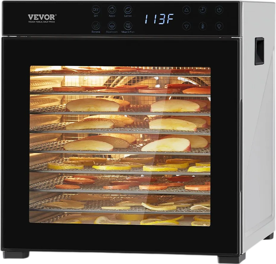 VEVOR Food Dehydrator Machine, 10 Stainless Steel Trays, 1000W Electric Food Dryer with Adjustable Temperature & 24-Hour Timer, Food-Dehydrator for Jerky, Meat, Fruit, Vegetables, Herbs, Dog Treats
