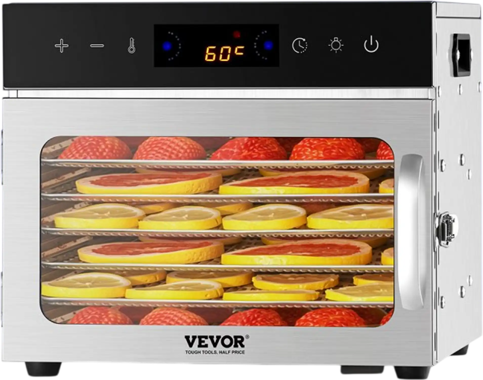 Vevor Food Dehydrator 6-Tray 400W Stainless Steel Jerky Meat Fruit Dryer New