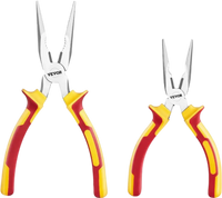 VEVOR 2-Piece Needle Nose Pliers, 8 in Long Needle Nose Plier and 6 in Small Needle Nose Plier, 45 Steel and TPR Handle, for Wire Wrapping, Handmade Craft, Jewelry Making Supplies, Repairing