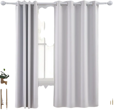 VEVOR Blackout Curtains, White Blocking Drapes for Bedroom and Living Room, 2 Panels Set Grommet Room Darkening Curtain, Solid Thermal Insulated Drapes, Noise Reducing Window Treatments, 52x84 inch