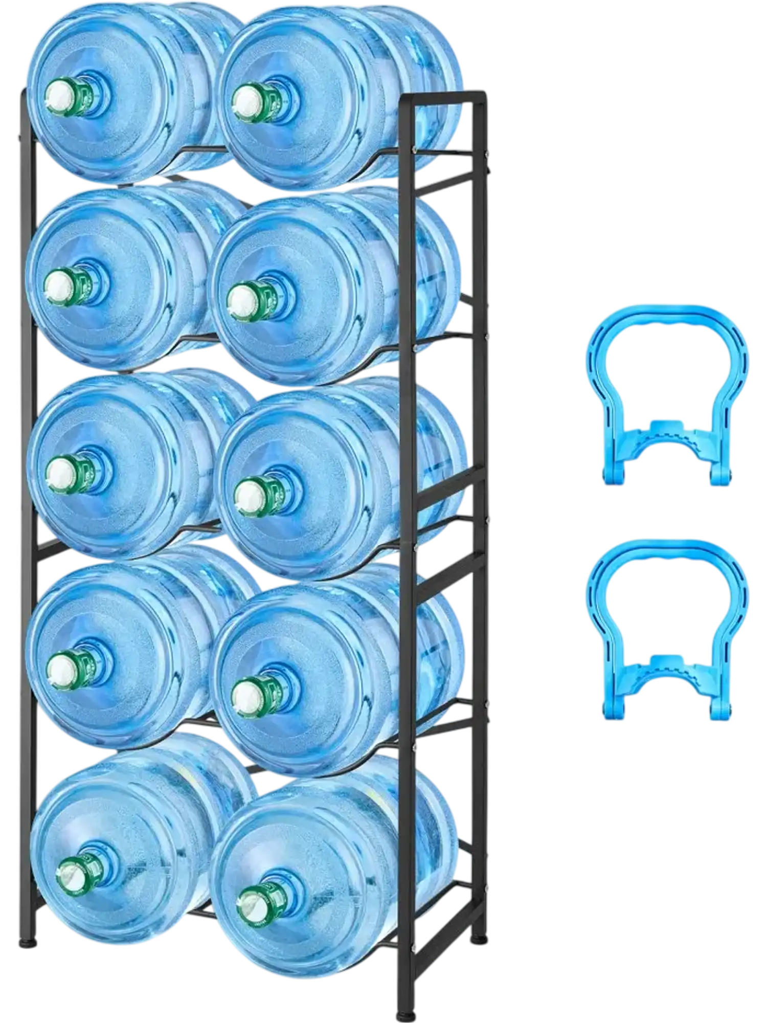 Vevor Water Jug Holder 5-Tier Double Row 10-Bottle Rack Black New