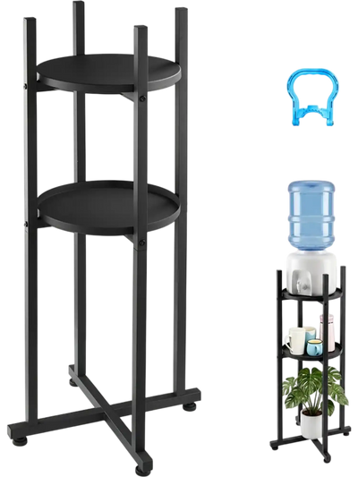 Vevor Water Dispenser Stand 2-Tier Water Jug Holder with Detachable Storage Shelf Black New