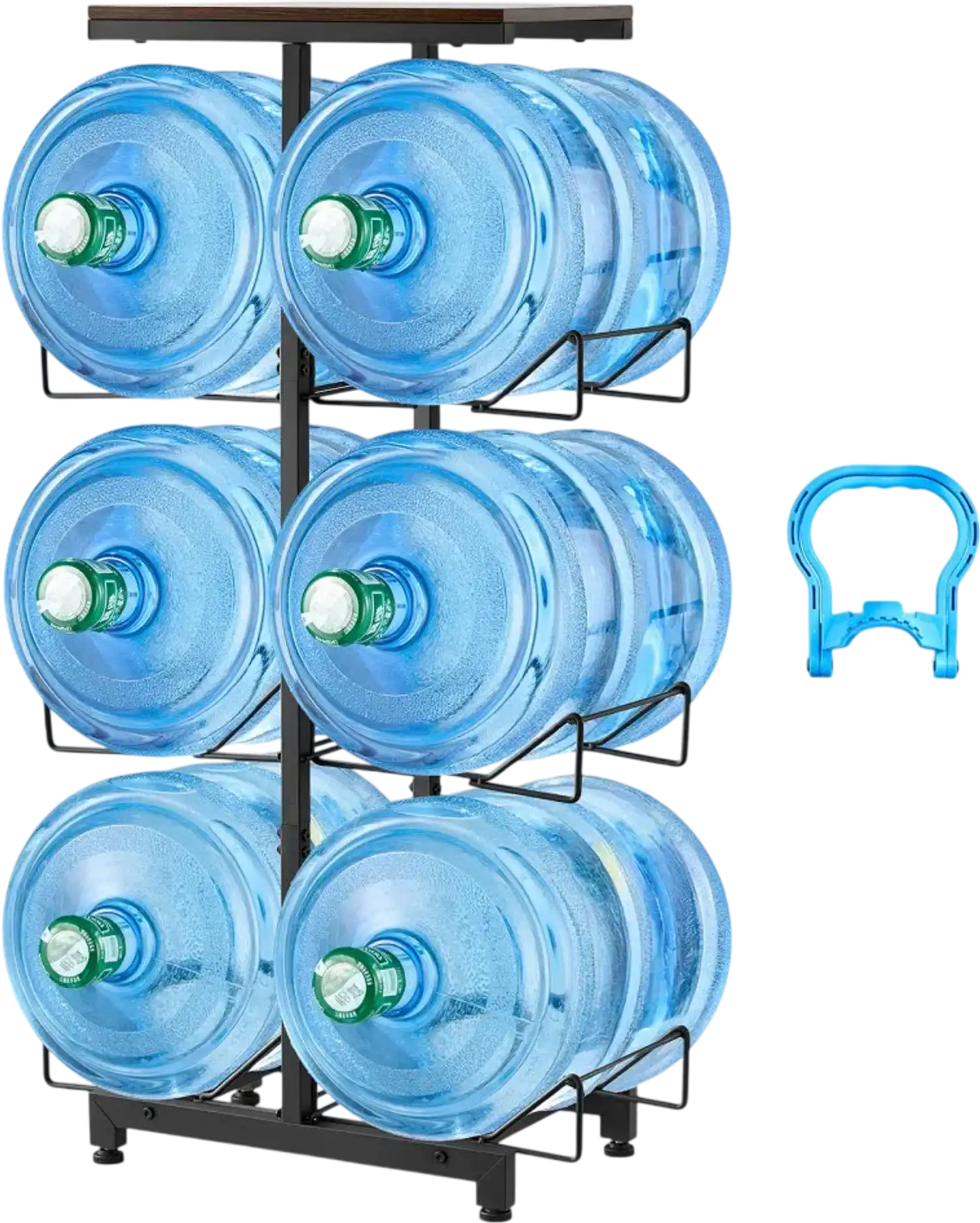 Vevor Water Jug Holder Foldable 4-Tier Double-Row 3 & 5 Gallon Rack for 6 Bottles New