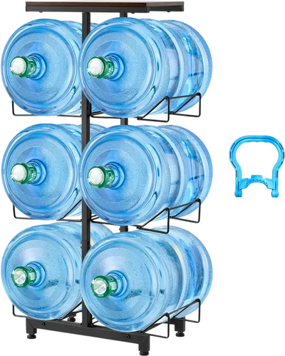 Vevor Water Jug Holder Foldable 4-Tier Double-Row 3 & 5 Gallon Rack for 6 Bottles New