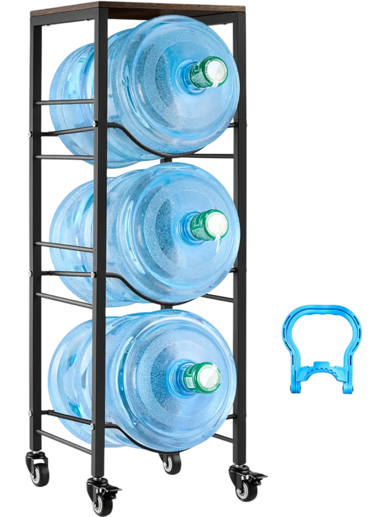 Vevor Water Jug Holder 4-Tier Rolling Rack with Storage Shelf for 3 Bottles New