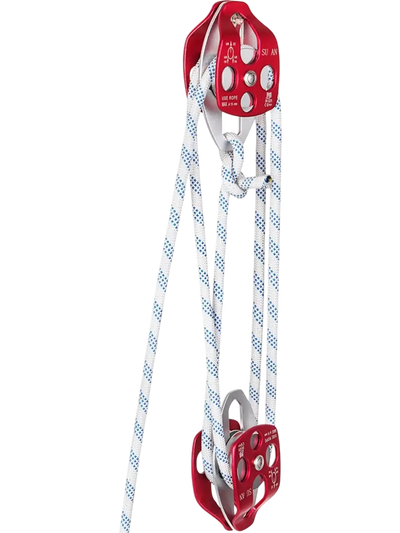 Twin Sheave Block and Tackle 7700LBS Pulley 150Ft, 1/2Inch Double Braid Rope