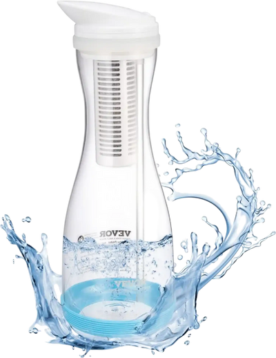 VEVOR Water Filter Pitcher, 6 Cup Glass Water Filter Dispenser, Fast & Compact Fridge-friendly Water Filtration System, No BPA, Lasts 3 Months or 211 Gallons, Reduces Chlorine, Rust, Odors, PFOA/PFOS