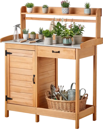 Vevor Potting Bench 3-in-1 Outdoor Gardening Wooden Workstation with 44 x 19