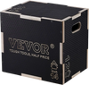 VEVOR 3 in 1 Plyometric Jump Box, 16/14/12 Inch Wooden Plyo Box, Platform & Jumping Agility Box, Anti-Slip Fitness Exercise Step Up Box for Home Gym Training, Conditioning Strength Training, Black