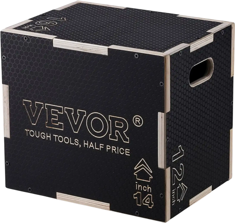 VEVOR 3 in 1 Plyometric Jump Box, 16/14/12 Inch Wooden Plyo Box, Platform & Jumping Agility Box, Anti-Slip Fitness Exercise Step Up Box for Home Gym Training, Conditioning Strength Training, Black