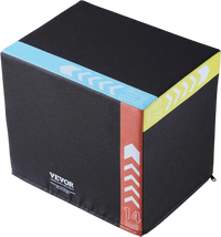 VEVOR 3 in 1 Plyometric Jump Box, 16/14/12 Inch Cotton Plyo Box, Platform & Jumping Agility Box, Anti-Slip Fitness Exercise Step Up Box for Home Gym Training, Conditioning Strength Training, Black