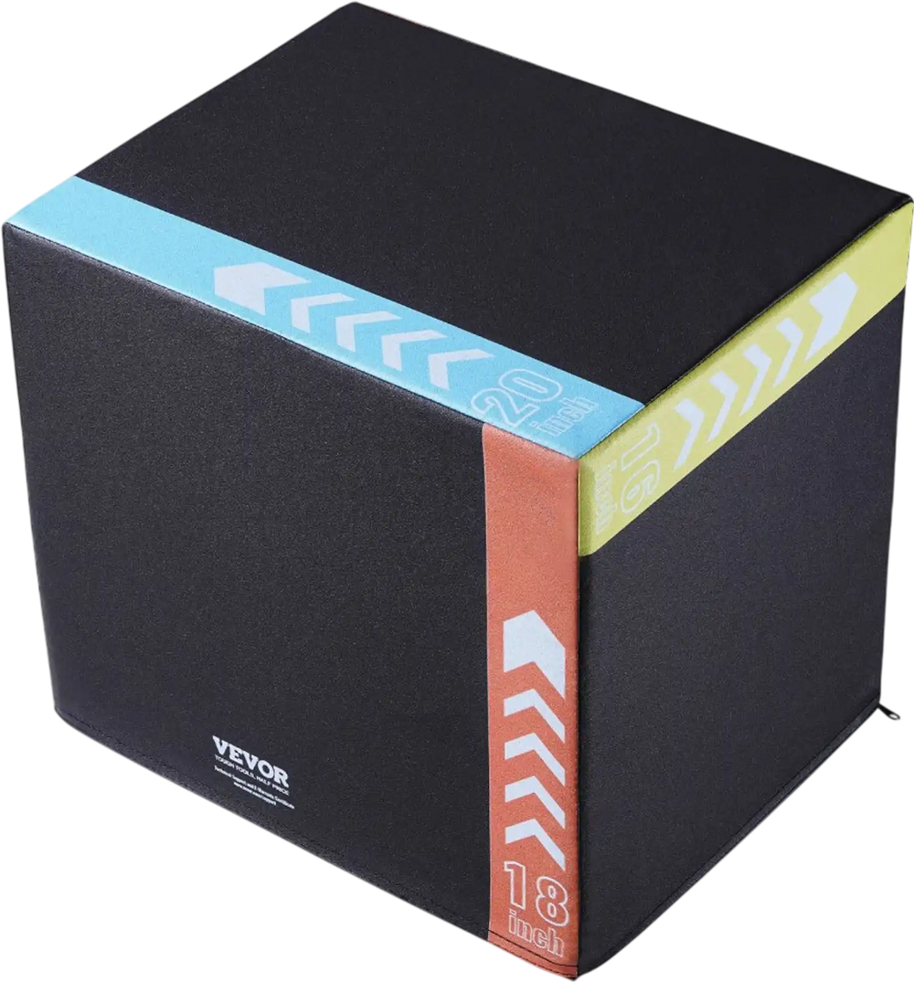 VEVOR 3 in 1 Plyometric Jump Box, 20/18/16 Inch Cotton Plyo Box, Platform & Jumping Agility Box, Anti-Slip Fitness Exercise Step Up Box for Home Gym Training, Conditioning Strength Training, Black