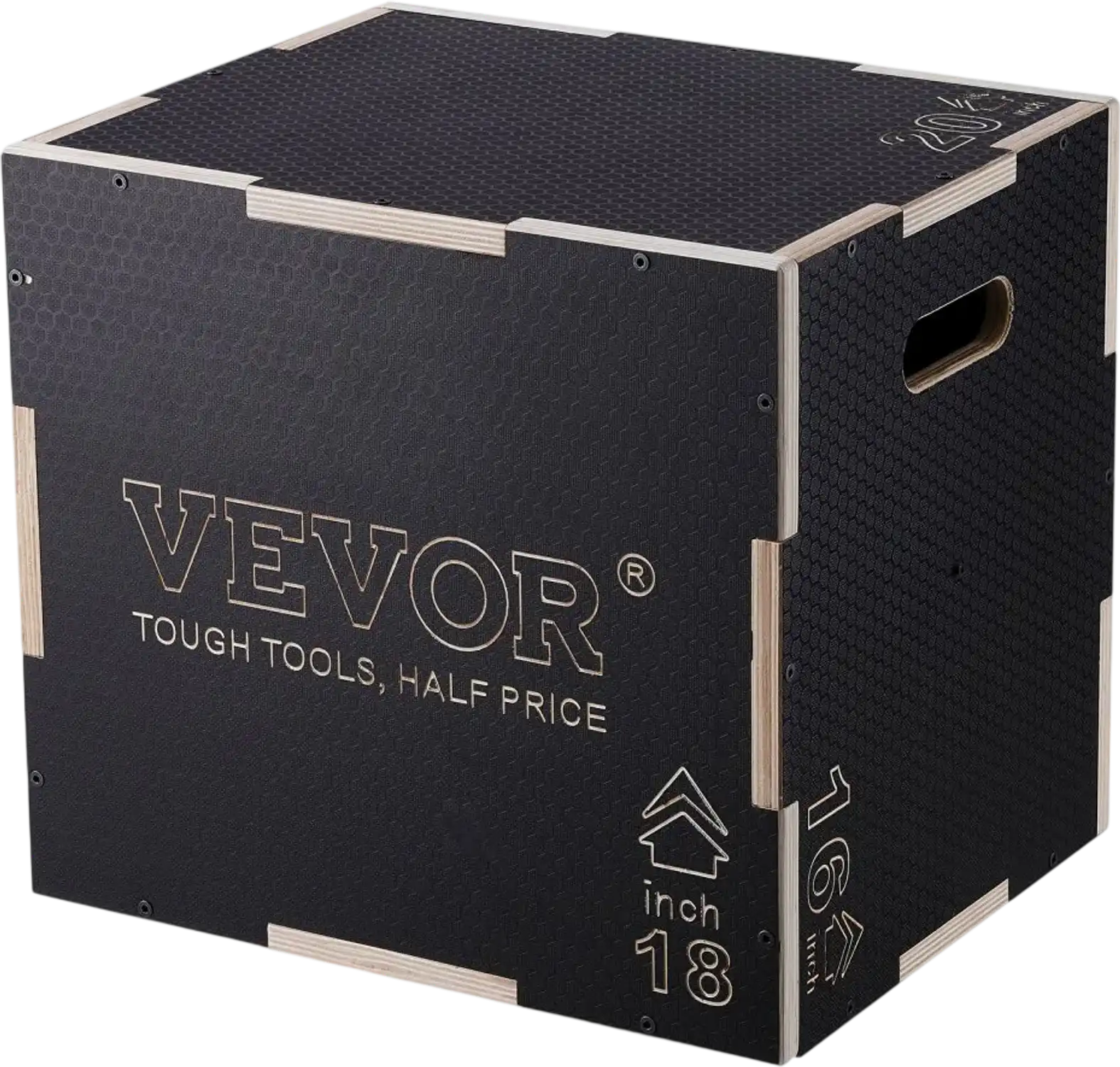 Vevor Plyometric Jump Box 3-in-1 Wooden Exercise Step-Up Platform Black New