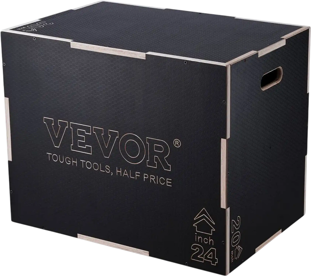 VEVOR 3 in 1 Plyometric Jump Box, 30/24/20 Inch Wooden Plyo Box, Platform & Jumping Agility Box, Anti-Slip Fitness Exercise Step Up Box for Home Gym Training, Conditioning Strength Training, Black