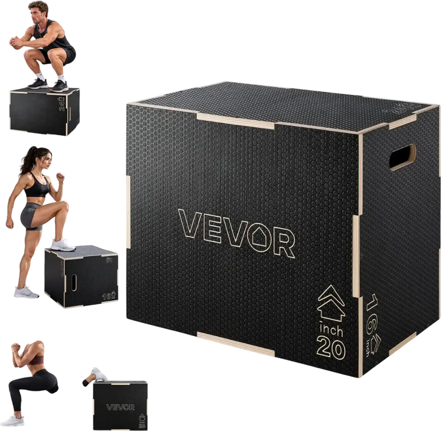 Vevor Plyometric Jump Box 3-in-1 Wooden 16/20/24