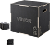 VEVOR 3-in-1 Wooden Plyo Box, 16/18/20-Inch, Non-Slip Plyometric Jump Boxes, for Home Gym, Step-Up Training Exercise Platform with Smooth Edges, Built-In Handles, Pre-Drilled Holes & Stable Support