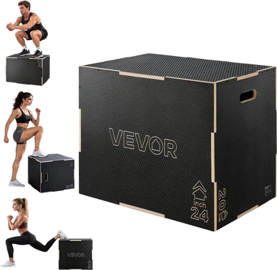 Vevor Plyometric Jump Box 3-in-1 Wooden 20/24/30