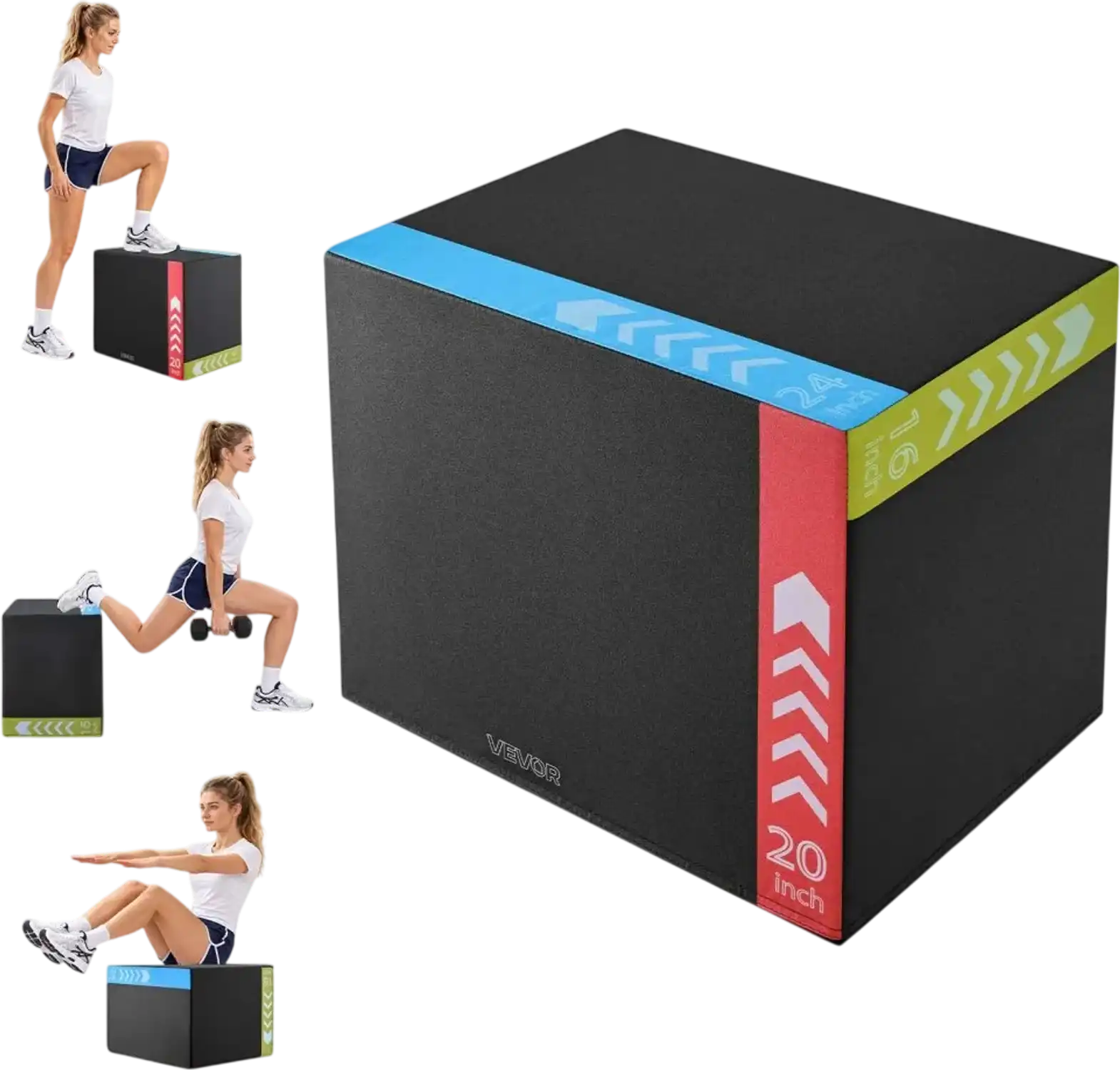 Vevor Plyo Box 3-in-1 Rebonded Foam 16/20/24