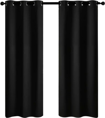 VEVOR Blackout Curtains, 63 Inch Length 2 Panels Set, 42 Inch Wide Each, Thermal Insulated Blackout Light Blocking Drapes, with Grommets, Polyester Curtains for Bedroom Living Room Window, Black