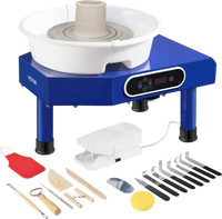 VEVOR Pottery Wheel, 10 in Ceramic Wheel Forming Machine, 60-300 RPM Adjustable Speed with Foot Pedal, ABS Detachable Basin, Manual LCD Panel, Sculpting Tool and Apron, for Home Pottery Craft DIY
