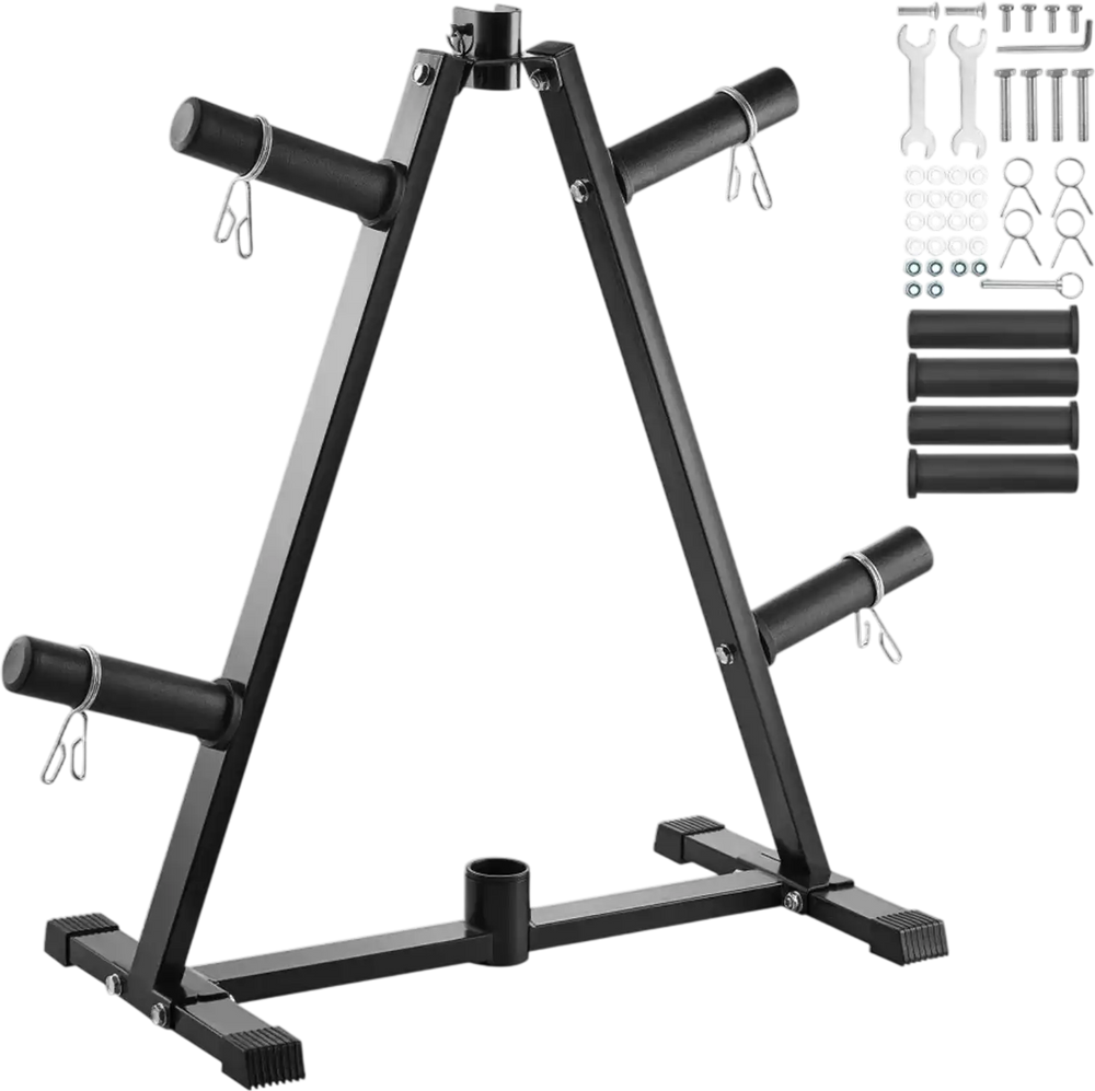 VEVOR Weight Plate Rack, A Frame Weight Plate Tree for 2-Inch Weight Plates, Standard Weight Plate Tree, 300 lbs Load Capacity Weight Storage Holder, Home Gym Barbell Rack Storage Stand, Black