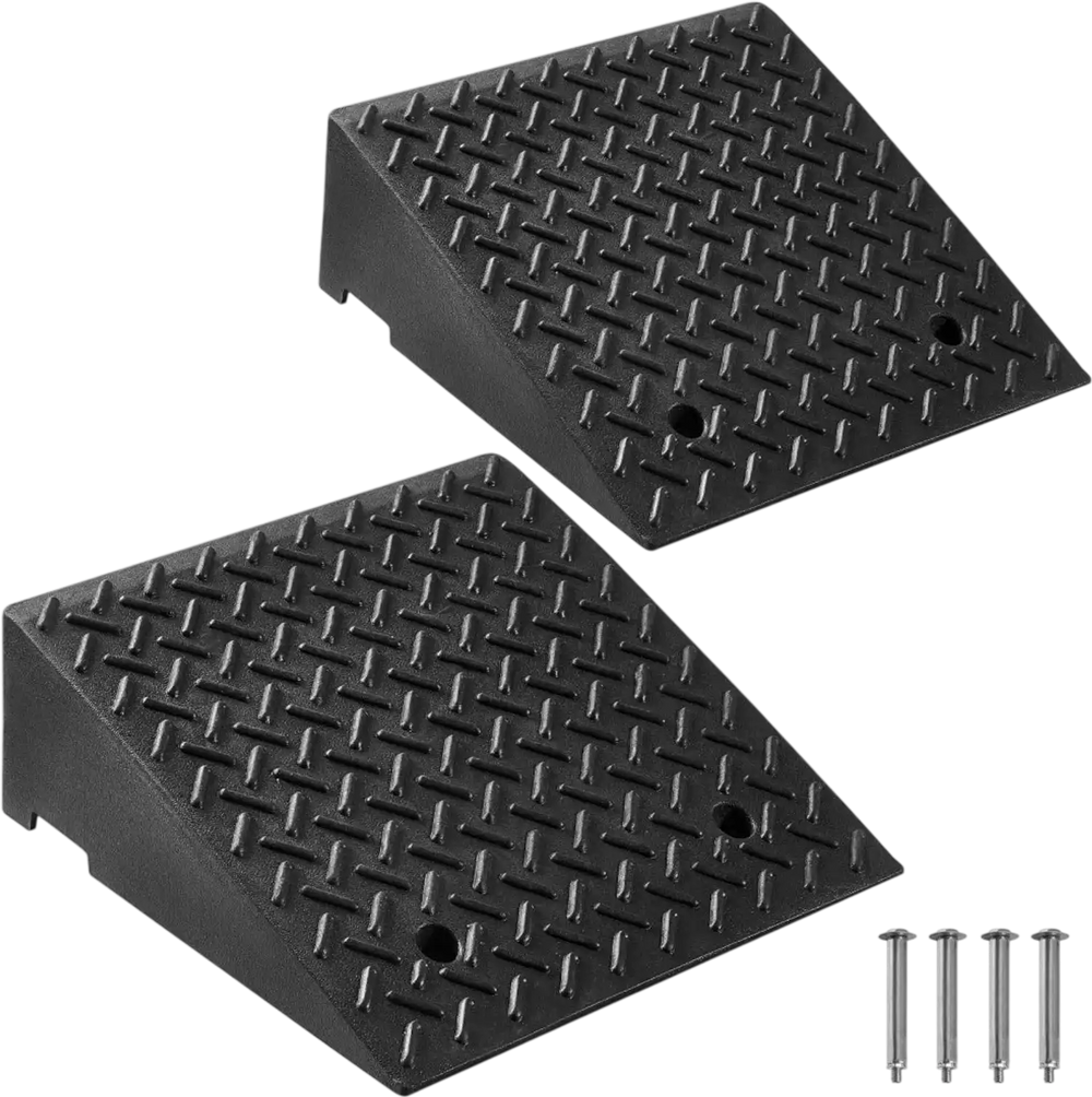 VEVOR Driveway Curb Ramp, 7000 lbs Load Capacity, 7 Inches Rise Height Heavy Duty Curbside Bridge Ramp with Drainage Tank for Wheelchairs, Strollers, Motorcycles, Cars, Lawn Mowers & Trailers, 2 Pack