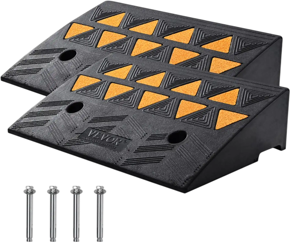 VEVOR Rubber Curb Ramp 2 Pack, 5" Rise Height Heavy-Duty 33069 lbs/15 T Capacity Threshold Ramps, Driveway Ramps with Stable Grid Structure for Cars, Wheelchairs, Bikes, Motorcycles