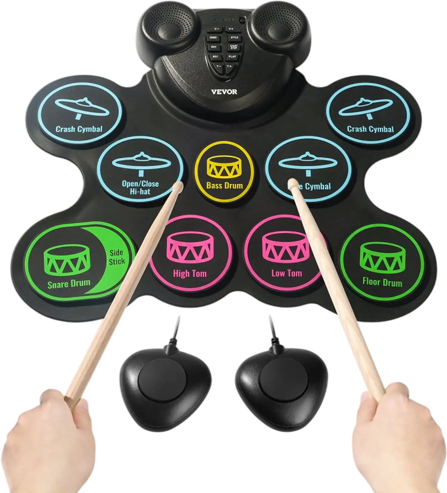 Vevor Electric Drum Set 9-Pad Roll-Up Practice Pad for Kids New