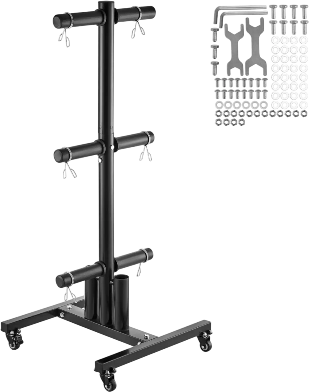VEVOR Weight Plate Rack, Vertical Weight Plate Tree for 2-Inch Weight Plates, Standard Weight Plate Tree with Wheels, 1000 lbs Load Capacity Weight Storage Holder, Home Gym Barbell Rack Storage Stand