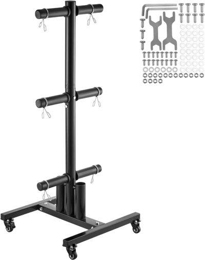 VEVOR Weight Plate Rack, Vertical Weight Plate Tree for 2-Inch Weight Plates, Standard Weight Plate Tree with Wheels, 1000 lbs Load Capacity Weight Storage Holder, Home Gym Barbell Rack Storage Stand