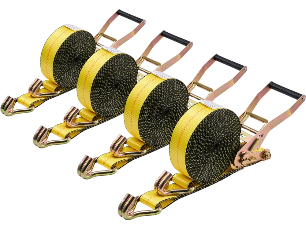 VEVOR Ratchet Straps, 2 in x 30 ft, Heavy Duty Tie Down Straps with Double J Hook, 10,000 lbs Break Strength, Carry Bag, Tie Down Ratcheting for Moving, Trailers, Motorcycles, Kayaks, Car Roof, 4 Pack